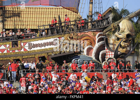 Pirate ship at Raymond James Stadium ahead of Super Bowl LV 