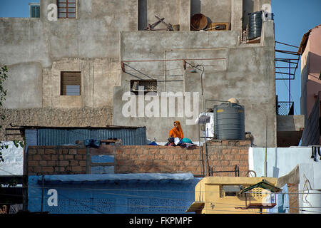 Daily life of unidentified local people in the street of Jodhpur, India. Stock Photo