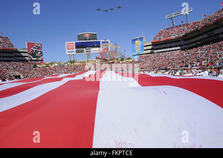 Tampa, Fla, USA. 16th Nov, 2008. General view of a large American flag during the National Anthem at Raymond James Stadium prior to the Tampa Bay Buccaneers against the Minnesota Vikings on Nov. 16, 2008 in Tampa, Fla. ZUMA Press/Scott A. Miller © Scott A. Miller/ZUMA Wire/Alamy Live News Stock Photo