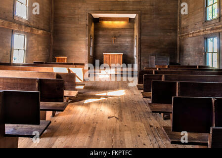 Interior of Mount Pleasant Church in Tanglewood Park, Forsyth County, North Carolina. Stock Photo