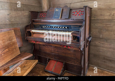 Ancient keyboard organ in Mount Pleasant Church. Forsyth County, North Carolina. Stock Photo