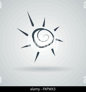 Vector icon with the stylized spiral sun Stock Vector
