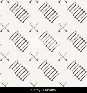 Vector seamless texture of hand-drawn lines with circles on the ends Stock Vector