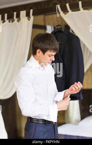 Close Up Of Businessman Wearing Cufflinks Elegant Young Fashion