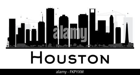 Houston City skyline black and white silhouette. Vector illustration. Simple flat concept for tourism presentation, banner Stock Vector