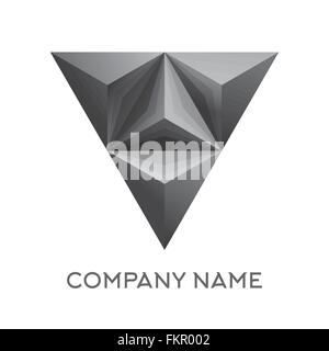 Abstract company logo with 3d triangle figure. vector illustration. Isolated on white background Stock Vector