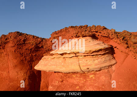 Detail of Red Pindan Rock Formation, Reddell Beach, Gantheaume Point, Broome, Kimberley Region, Western Australia, WA, Australia Stock Photo