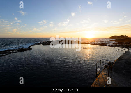 Kiama Rock Pool at Sunrise, Illawarra Coast, New South Wales, Australia Stock Photo