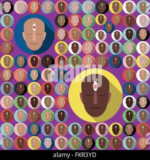portraits with the third eye Stock Vector