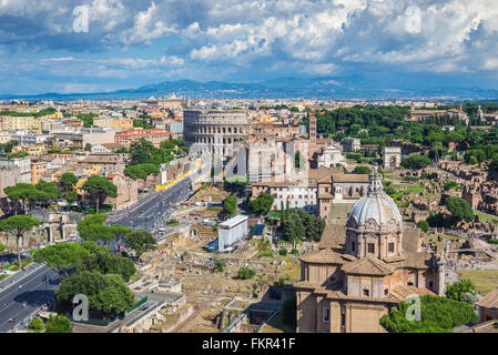 Rome city skyline and Colosseum, Rome, Italy