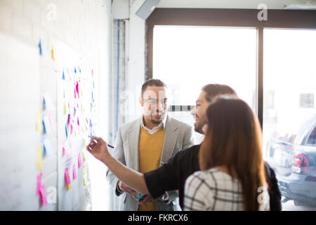 Business people using adhesive notes in office Stock Photo