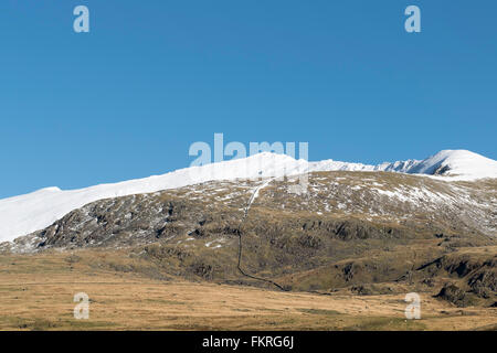 Yr Wyddfa or Snowdon mountain with Bwlch Main to the right Stock Photo