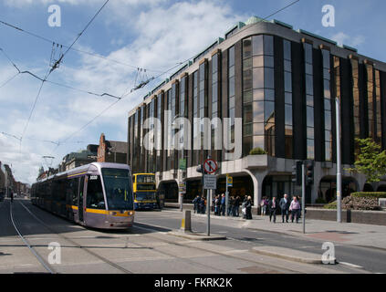 Luas, Dublin Bus, Abbey Street Lower, Dublin Stock Photo