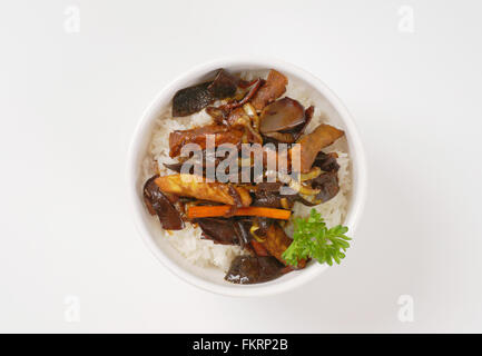 roasted meat, ear mushrooms and rice noodles Stock Photo