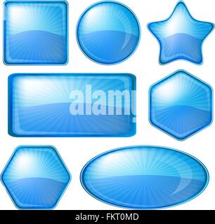 Icons buttons blue, set Stock Vector