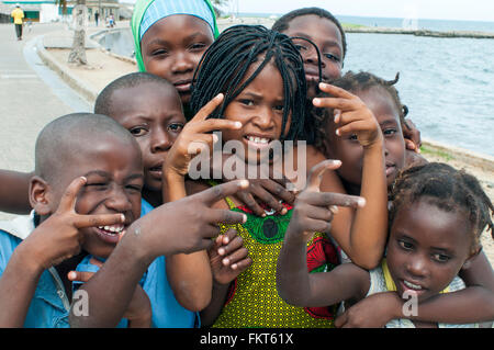 Group of children, Ilha de Mozambique, Nampula, Mozambique Stock Photo