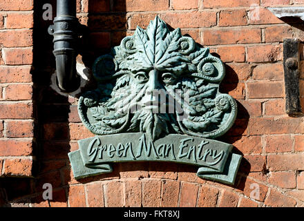 Green Man Entry sign, Castle Street, Dudley, West Midlands, England, UK Stock Photo