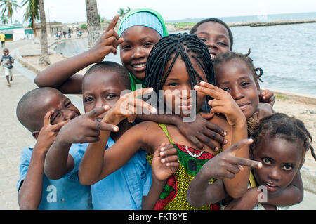 Group of children, Ilha de Mozambique, Nampula, Mozambique Stock Photo