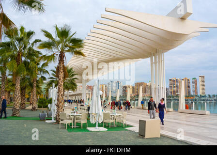 Palmeral De Las Sorpresas, promanade at port, Malaga, Andalucia, Spain Stock Photo