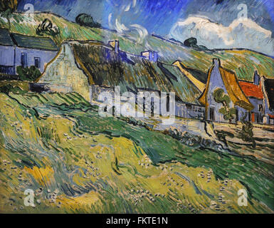 Vincent Van Gogh (1853-1890). Dutch Post-Impressionist painter. Tatched Cottages and houses, 1890. Oil on canvas. The State Hermitage Museum. Saint Petersburg. Russia. Stock Photo