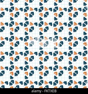 Vector seamless pattern of primed volume triangles on graph paper Stock Vector