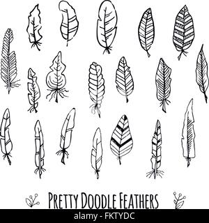 Hand drawn doodle feathers Stock Vector Image & Art - Alamy