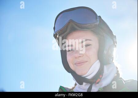 Girl on skiing holiday Stock Photo