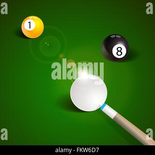 Billiard balls in a green pool table Stock Vector