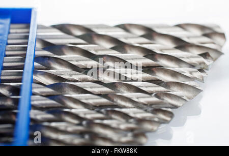 Drill bit set in box Stock Photo