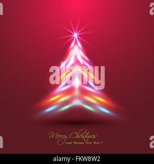 Christmas tree made of neon lights effect Stock Vector