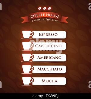Coffee House menu list designs Stock Vector