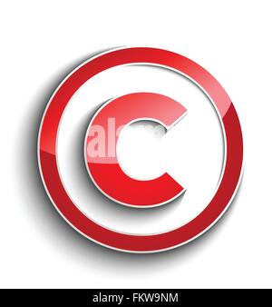 Copyright symbol with shadow effect isolated on white Stock Vector