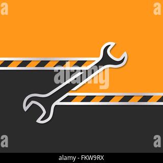 Creative service,under construction concept background with wrench and strip tape Stock Vector