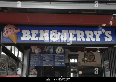 Ben & Jerry's sign above ice cream shop Stock Photo