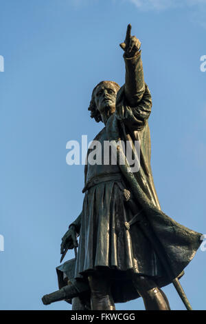 Statue of Christopher Columbus at  Parque Colon, capital Santo Domingo,  Dominican Republic, Carribean, America, Stock Photo