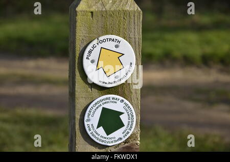 A country signpost near Ware, Hertfordshire Stock Photo