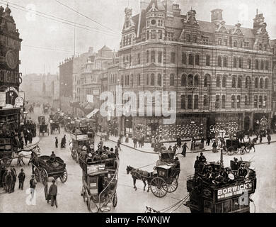 Tottenham Court Road Corner, London, England in the late 19th century. Stock Photo