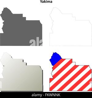 Empty vector map of Yakima, Washington, USA, printable road map created ...