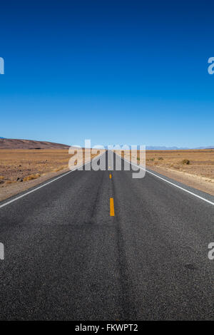 Endless straight road in Death Valley National Park Stock Photo