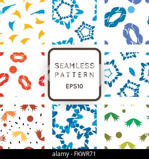 Set of nine abstract vector seamless patterns Stock Vector