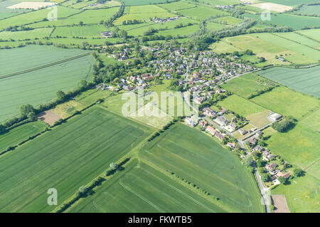 An aerial view of the village of Charney Bassett and surrounding Oxfordshire countryside Stock Photo