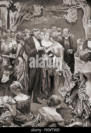 A reception and stage supper at the Lyceum Theatre, London, England in the late 19th century. Stock Photo