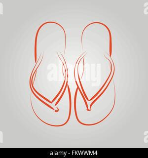 Vector icons with a simplified schematic image of beach sandals Stock ...