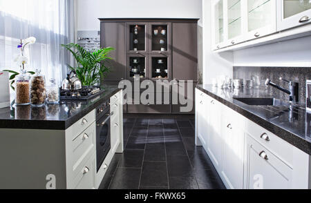 Spacious bright dining room in modern house Stock Photo