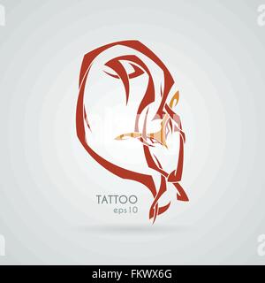 Sleeping fox. Tattoo. Vector. Tribal. Stock Vector