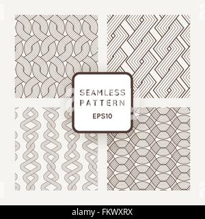 A set of four vector seamless patterns. Scythe. Ropes. Weaving. Stock Vector