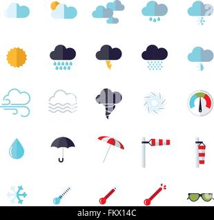 Collection of weather and climate related flat design vector icons Stock Vector