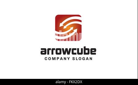 Arrows Red Cube Logo vector Design Illustration Stock Vector