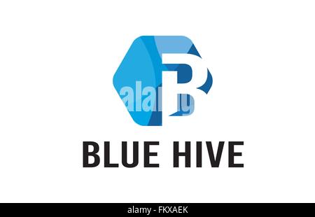 Blue Hive hexagonal letter logo design symbol Design Illustration Stock Vector