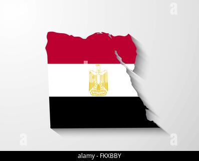 Egypt map with country flag and shadow effect Stock Vector